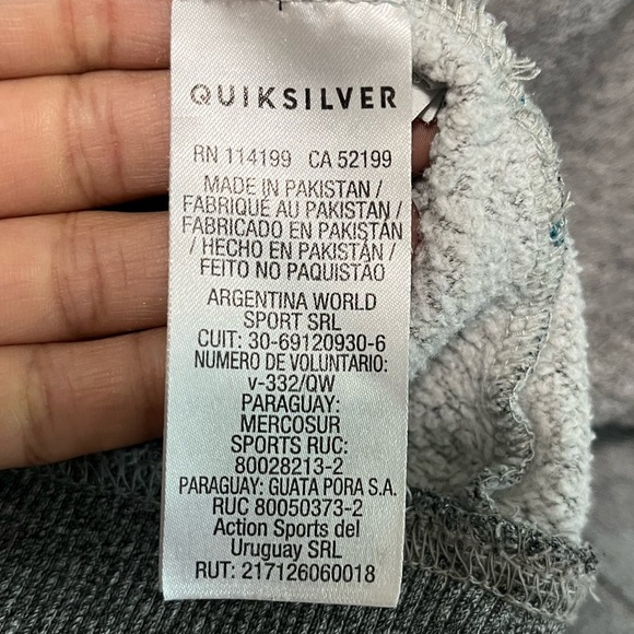 Quiksilver Men’s Raglan Sleeve Hoodie in Teal & Gray - Size Medium - Picture 10 of 16